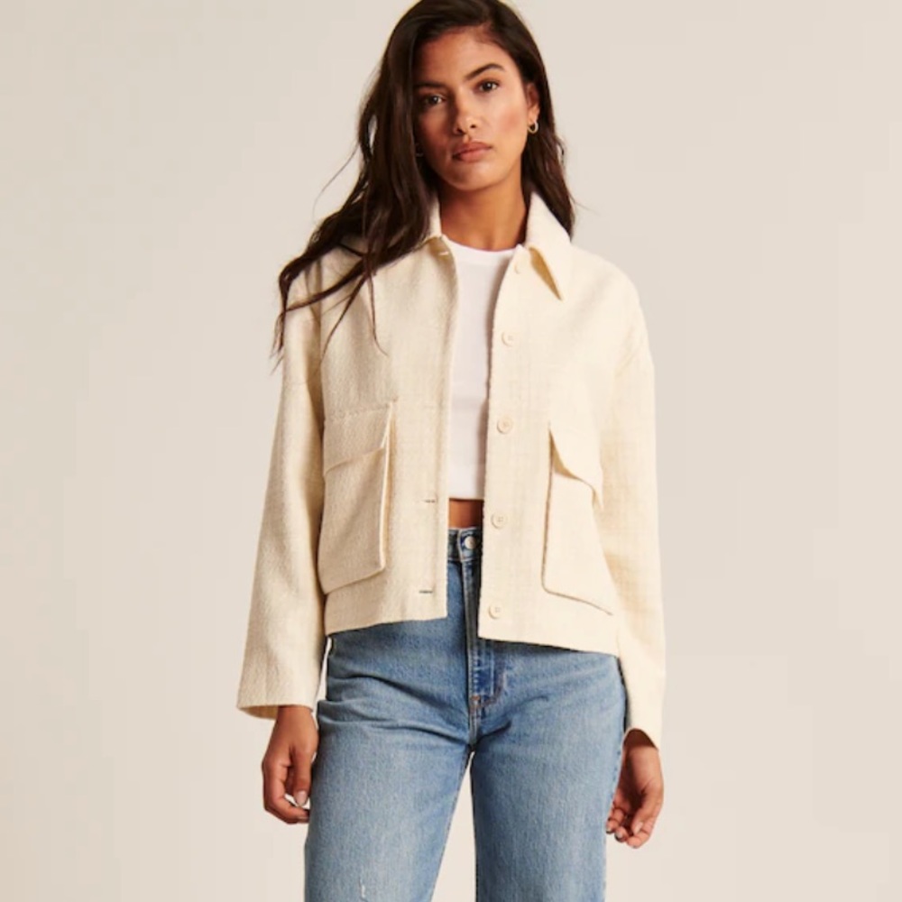 Classic Length Tweed Shirt Jacket